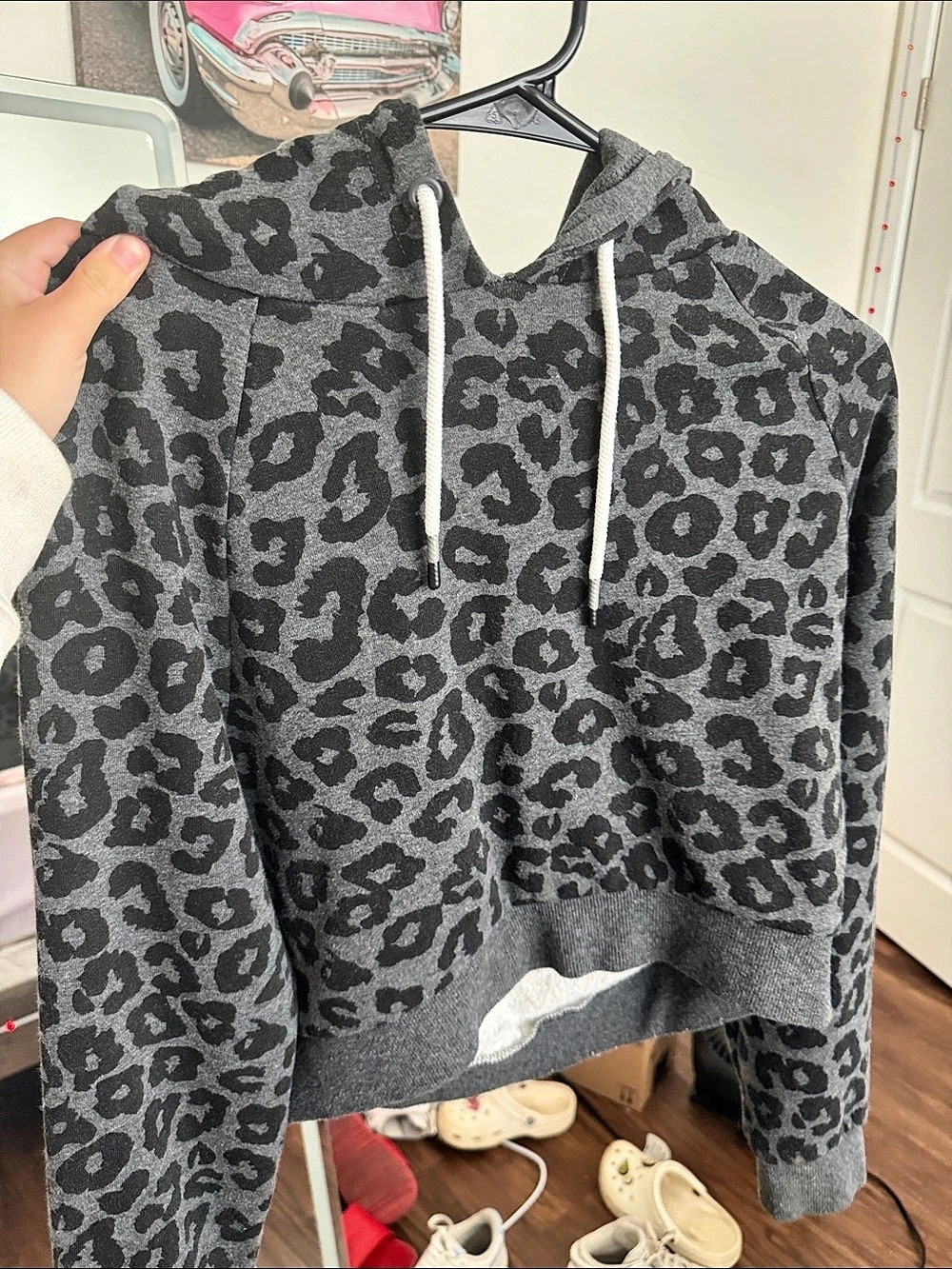 dpl Leopard Print Hoodie Gray & Black Large Like New